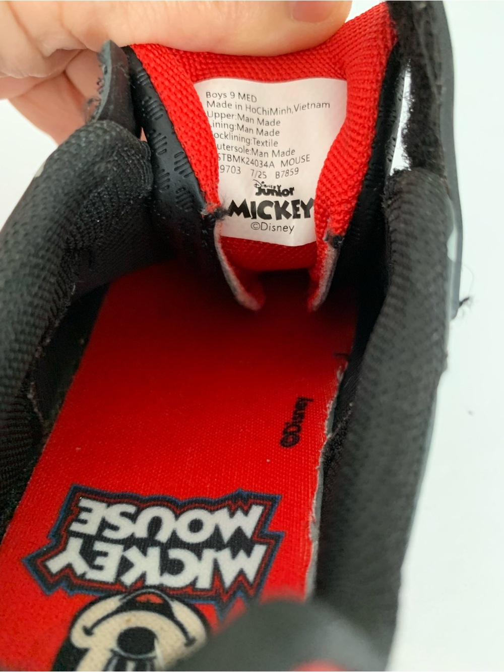 Disney Mickey Mouse Boys Light-Up Hook & Loop Sneakers Black/Red US 9 M - Picture 7 of 7